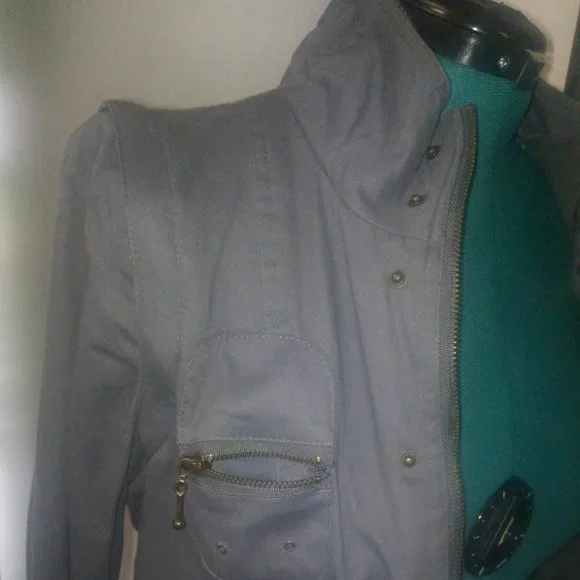 Ali & Kris Convertible Cropped Gray Jacket Sz L - Picture 6 of 15